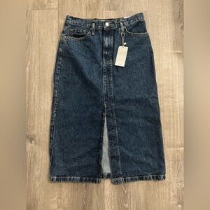 Mango Dark Blue Midi Denim Skirt